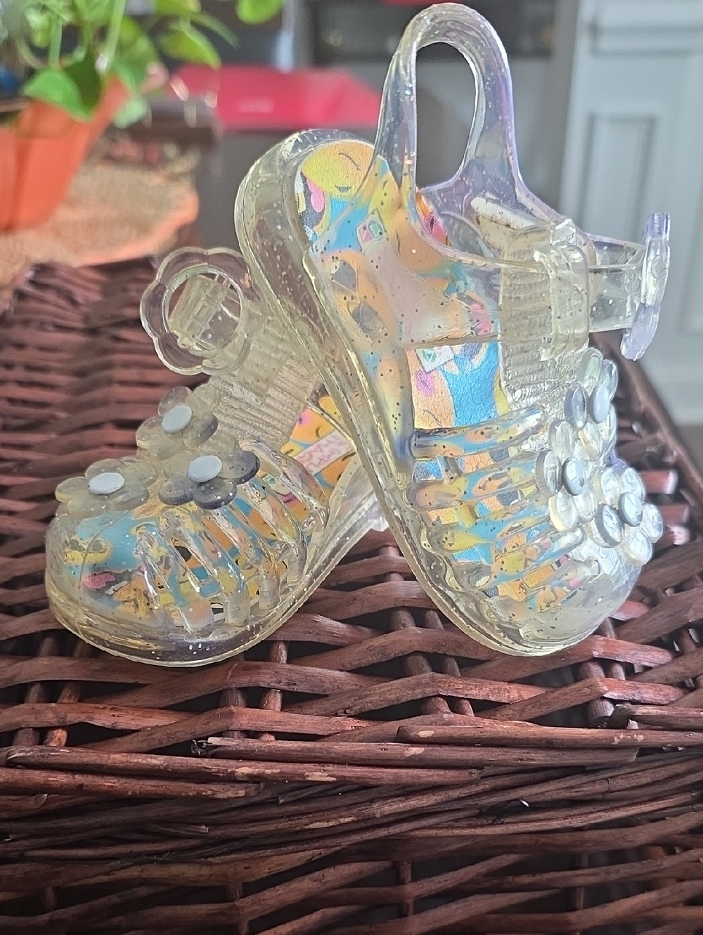 Clear Glitter Jelly Infant Sandals  with Multicolor Insole